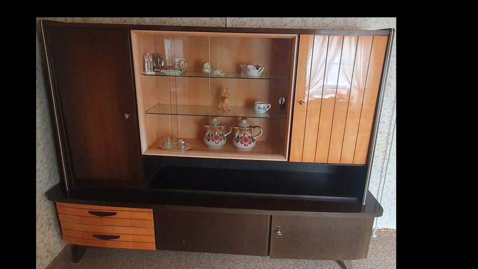 Buffet VINTAGE retro WOHNZIMMERSCHRANK antik VITRINE Holz in Kettershausen