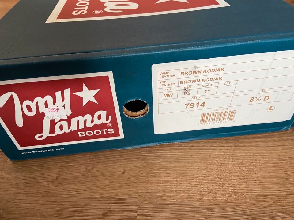 Tony Lama Stiefel Boots 8,5 Neu Original Karton Pferd Reiten USA in Steinau an der Straße