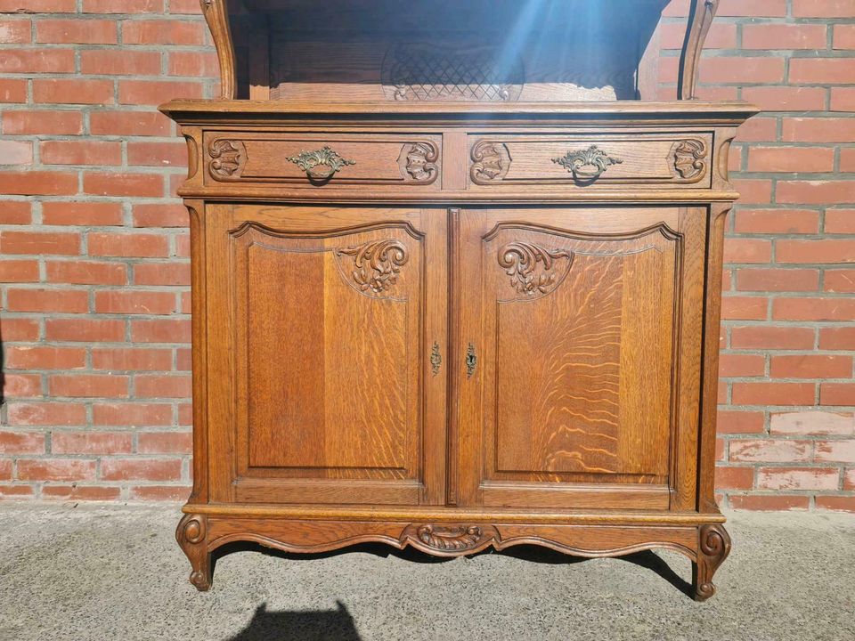 Antik Jugendstil Buffet Anrichte Schrank Eichenholz Kommode Massi in Groß-Gerau