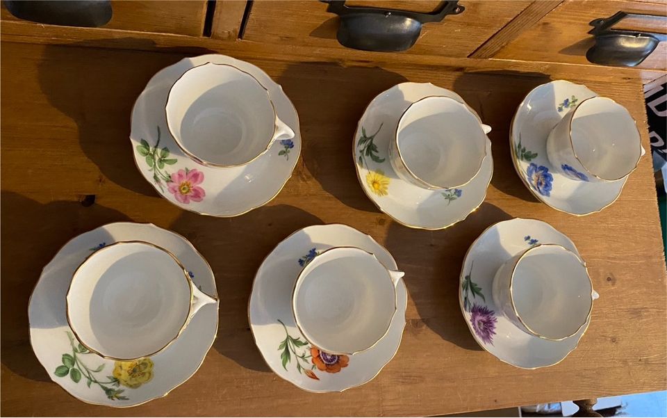 6x Meissen Mokkatasse Espressotasse Porzellan Blumenmotiv Vintage in Hamburg