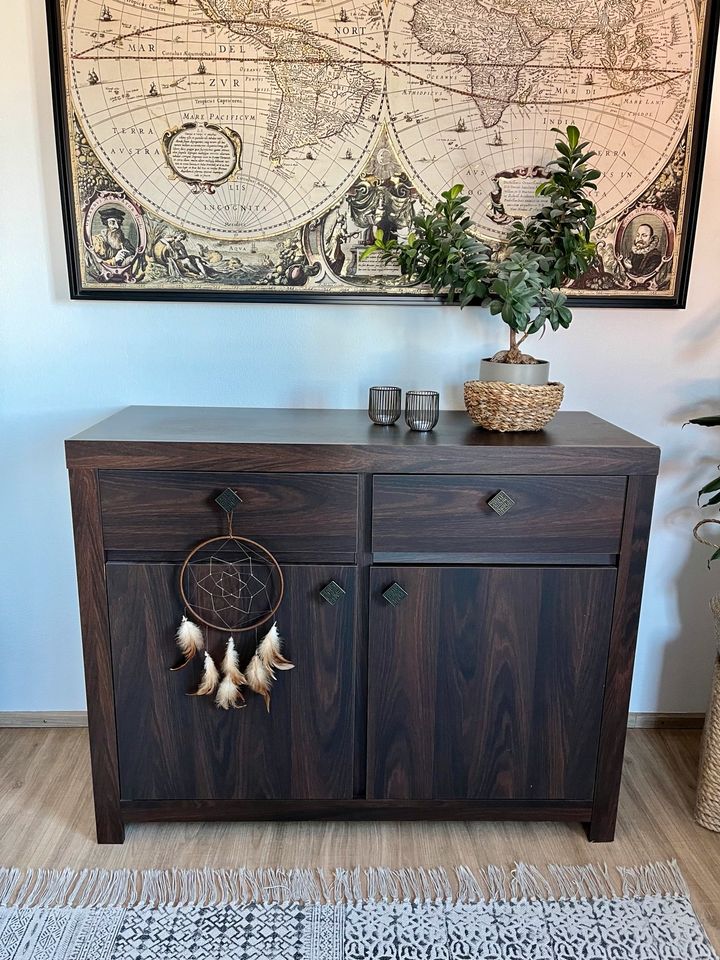 Kommode Sideboard Schrank Schränkchen dunkelbraun Holz Boho in Kösching