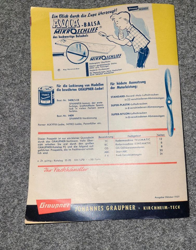 Graupner Katalog 1959 Flug und Schiffsmodellbau, in Wunstorf