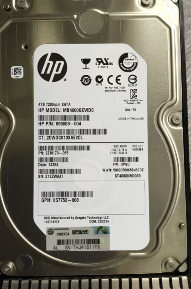 HP 4TB 3,5 Zoll SATA Festplatten 7,2k für ProLiant DL380 10 Stück in Osnabrück