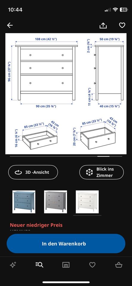 Ikea Hemnes Kommode mit Wickelaufsatz weiß in Aurich