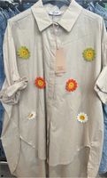 Damen oversized Baumwolle Hemd Bluse mit smile Blumen l xl Hessen - Groß-Gerau Vorschau