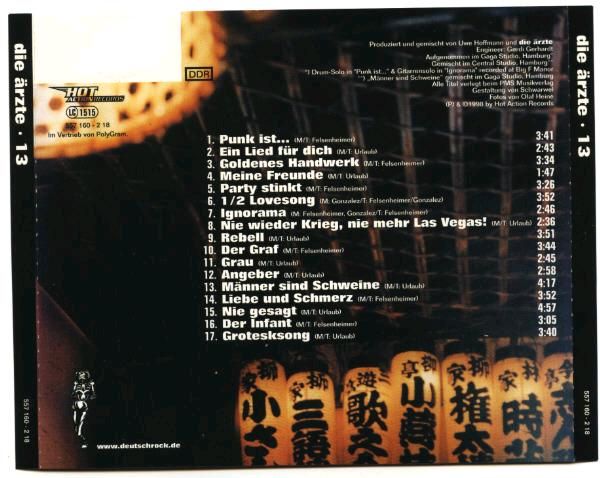 SUCHE!Die Ärzte "13" ohne Strichcode auf dem Backcover in Ahrensfelde