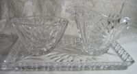 Milch Zucker Set mit Tablett Kristall Glas Blumen Schliff Vintage Nordrhein-Westfalen - Dinslaken Vorschau