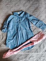 Blusenkleid jeanskleid Gr 98-104 H&M mit Strumpfhosen Baden-Württemberg - Göppingen Vorschau