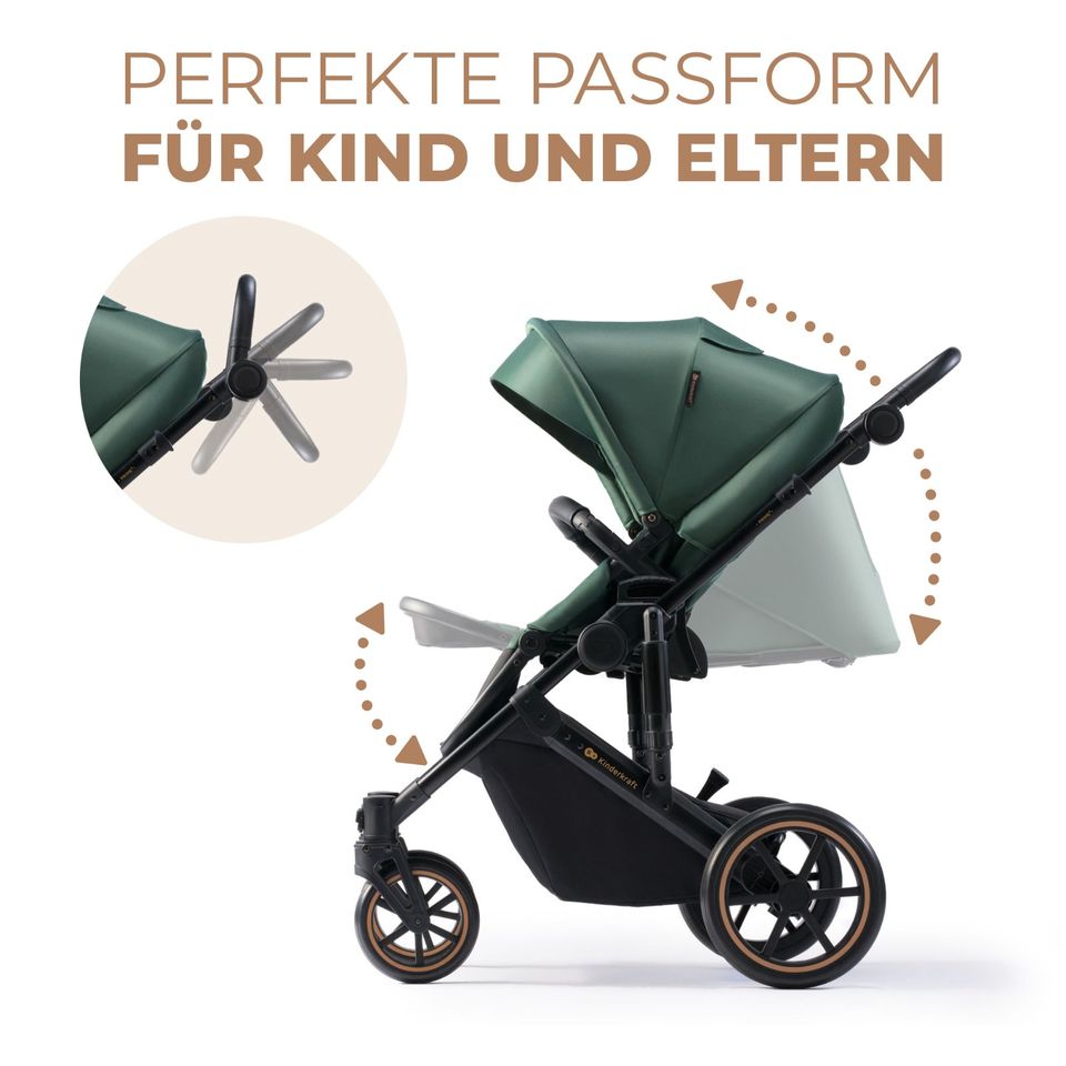 Kinderkraft PRIME 2 - 2in1 Kinderwagen-Set - Dark Green - inkl. Babywanne + Sportsitz + XXL-Zubehörpaket - NEU in Fulda