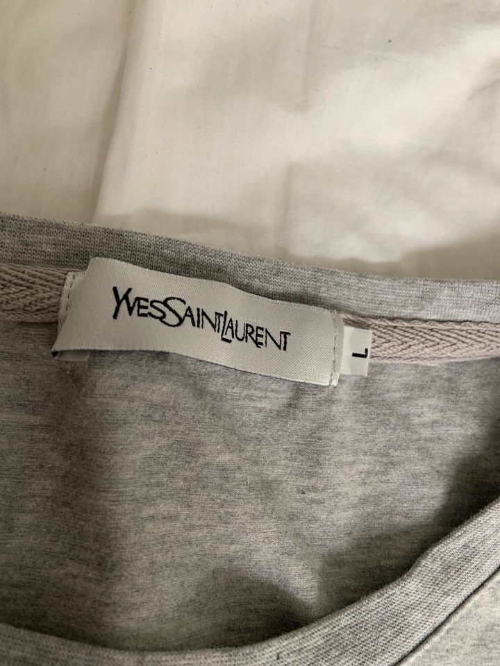 YSL Yves-Saint-Laurent T-Shirt Top Oberteil grau pink XS S 36 in Hagen