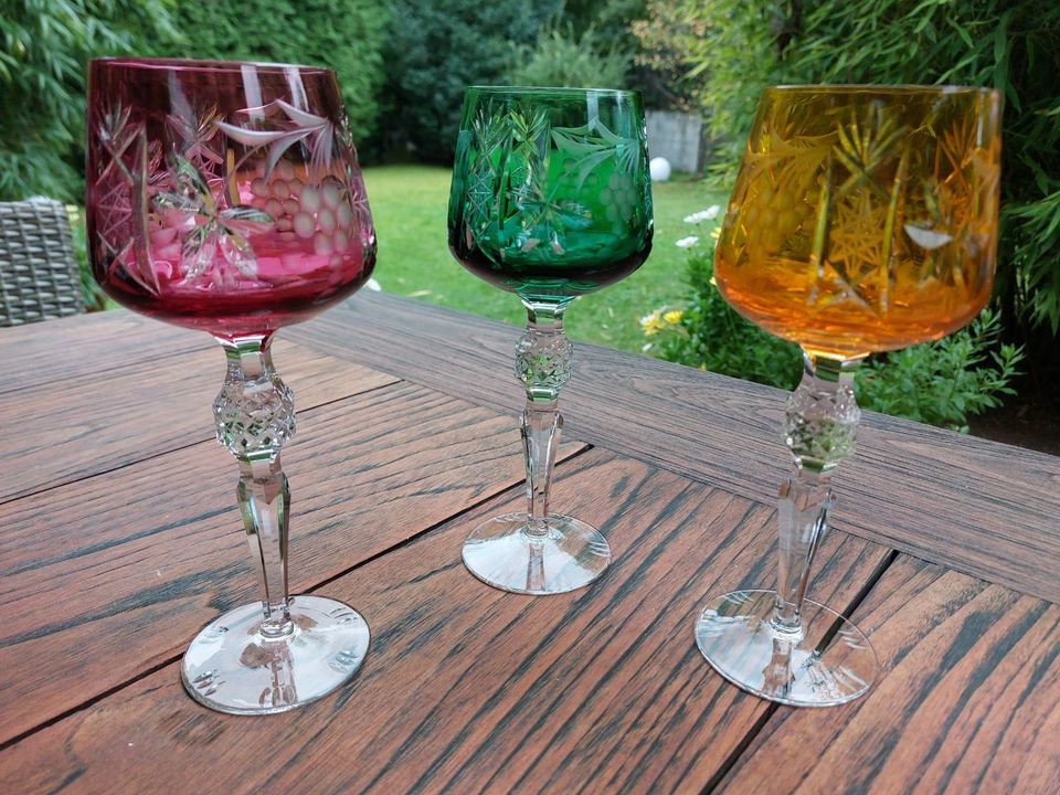 3 farbige Bleikristall Römer Gläser in Rösrath