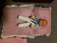 DDR Puppenbett mit Bettwäsche, Retro, Vintage Sachsen - Zeithain Vorschau