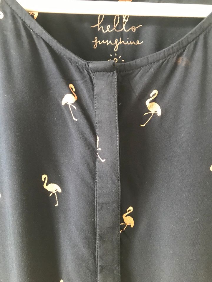 Bluse Top Gr. 40 dunkelblau mit Flamingos in gold / kupfer in Rheine