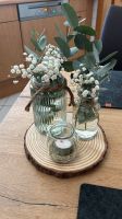 Tischdeko Holzscheibe  mit zwei Vasen und Windlicht Niedersachsen - Nordhorn Vorschau