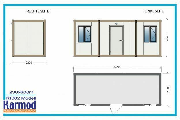 Baucontainer | Imbisscontainer |  Wohncontainer | Verkaufscontainer | Kassencontainer | Raumcontainer | Lagercontainer | Wohncontainer | Bürocontainer | Containerhaus |  K-1001/1002/1003 - 2400x6000mm in Dormagen