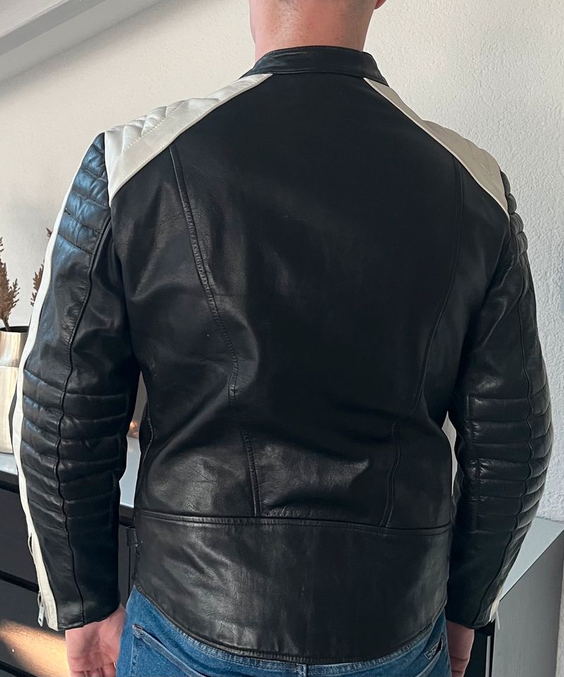 Herren Lederjacke Bikerjacke 70er, schwarz Josef Wormland Gr.56/M in Oberriexingen