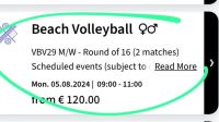 3x Olympia Tickets Beachvolleyball 05. August, 9 Uhr Saarland - Ottweiler Vorschau