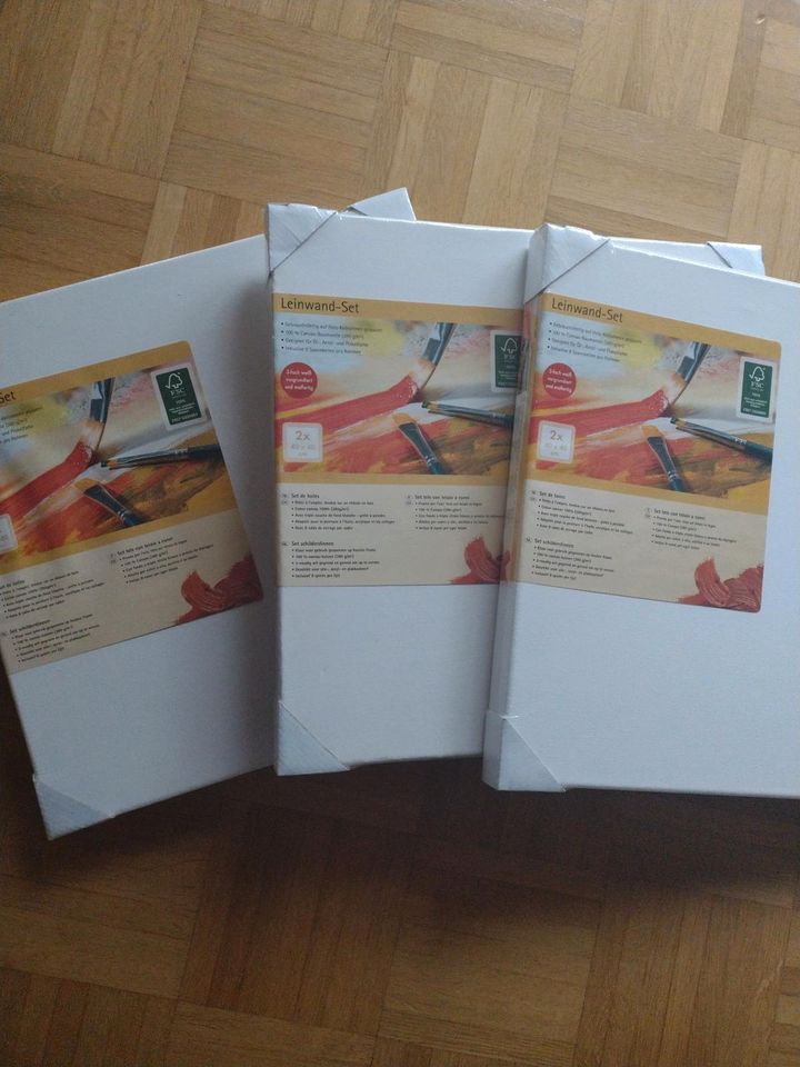 NEU!  Leinwand 40x40 cm, 3 Set a'2 Stück insgesamt 6 in Massenbachhausen