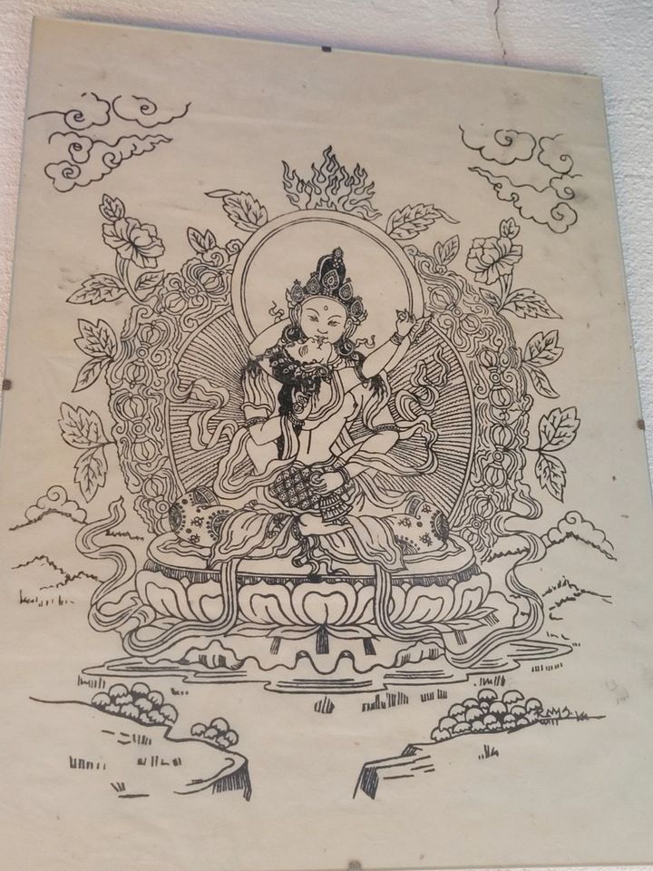Holzschnittdrucke auf Reispapier, 4 buddhistische Motive, Nepal in Wedemark