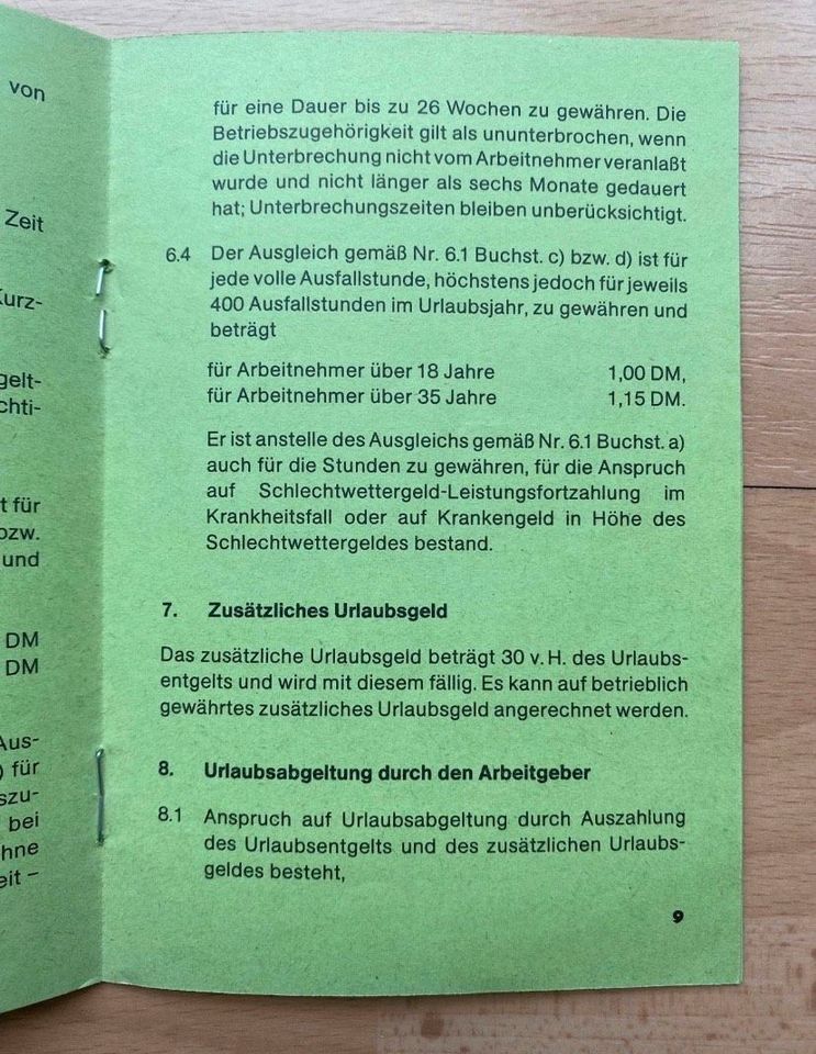 Tarifvertrag für das Baugewerbe Oktober 1983 Heftchen Fassung in Sankt Augustin