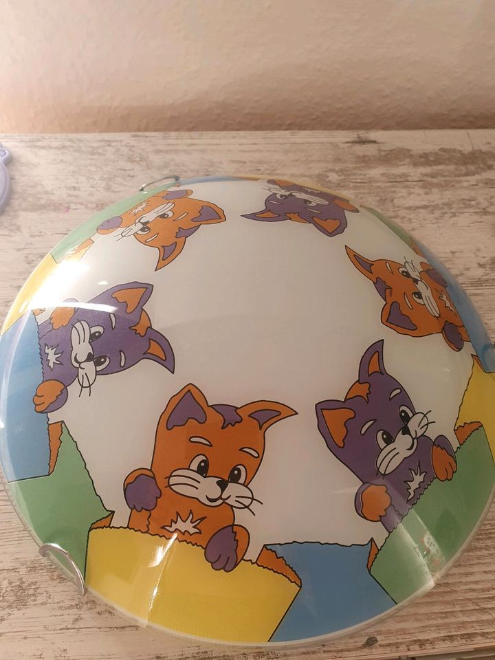 Kinder Deckenleuchte, Glas bunt, Katzen Design, 30 cm in Hettstedt