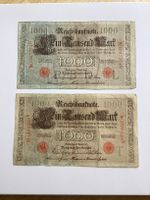 2 x Reichsbanknote 1000 Mark 21. April 1910 rot gestempelt Sammle Essen - Essen-Kettwig Vorschau
