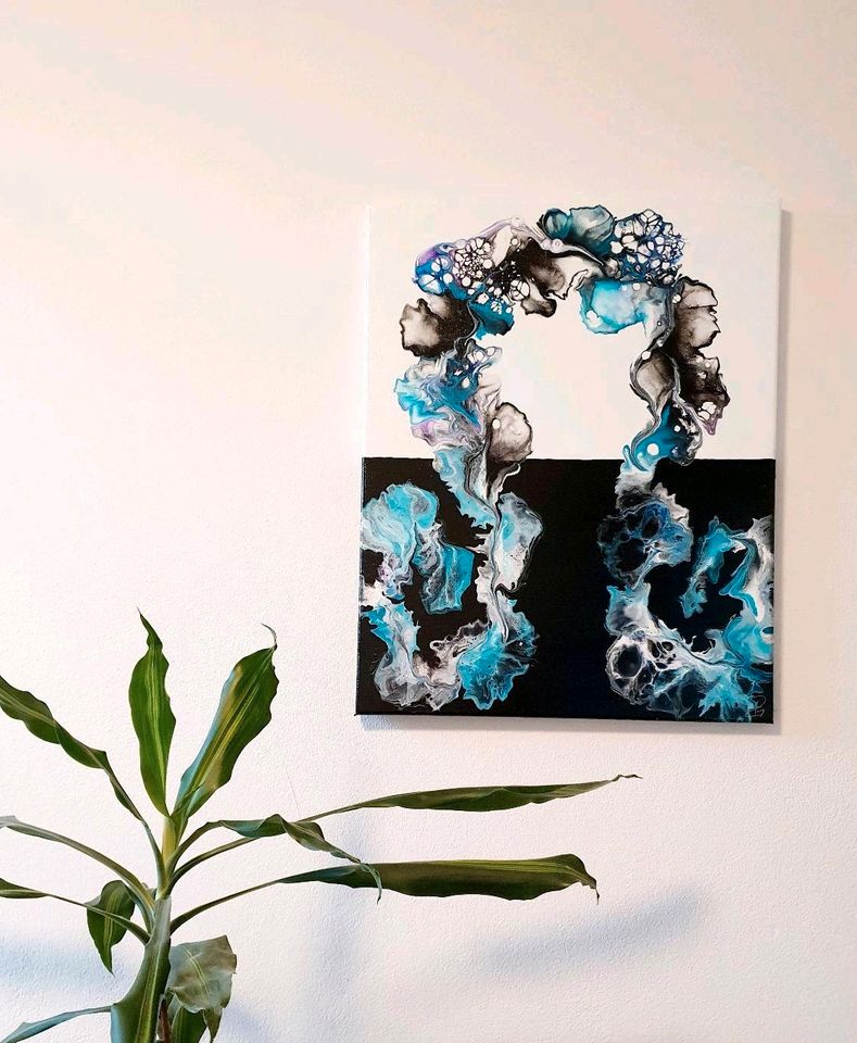 Acrylbild auf Leinwand/ Gemälde/ Wandbild abstrakt modern blau in Barth