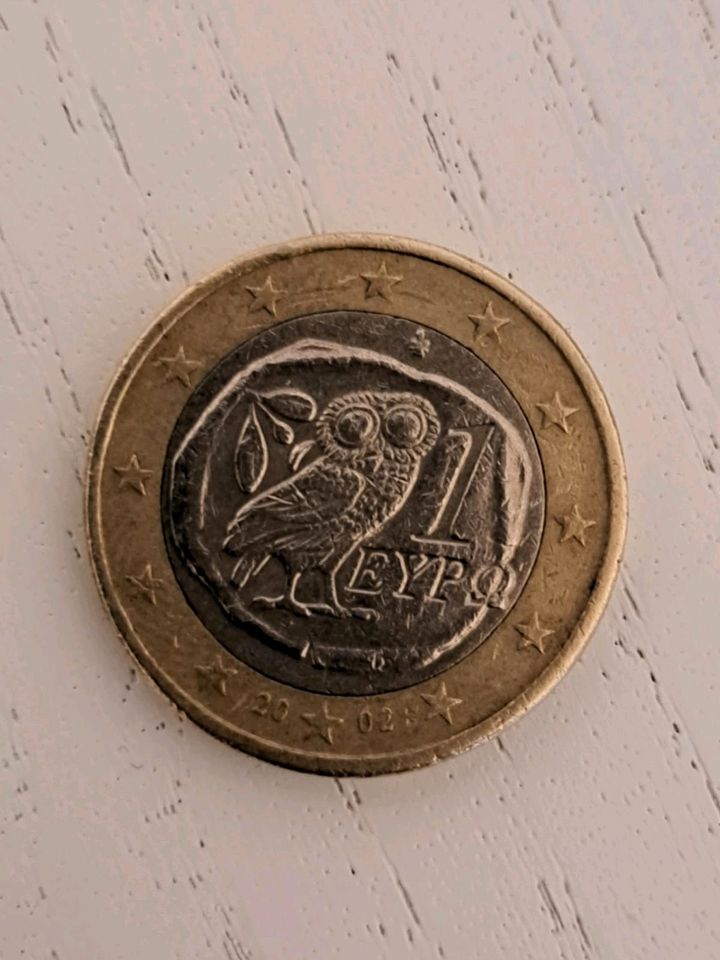 1Euro Münze Griechenland mit Eule in Leipzig