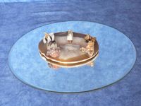 Spiegel ca. 34 cm Durchmesser mit Achatscheibe und Kristalle Niedersachsen - Holtgast Vorschau