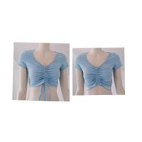 Crop Top Shirt Raffung XS 34 blau hellblau Hessen - Oberaula Vorschau
