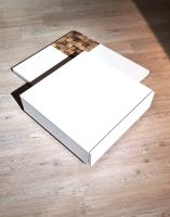 Design Couchtisch Weiß/Applikation Holzboden Dekor mit Schublade Nordrhein-Westfalen - Steinheim Vorschau