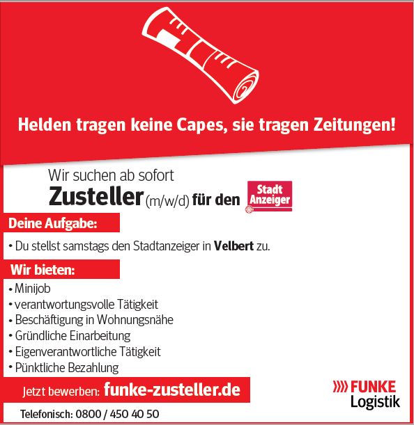 Zusteller/Zeitungsbote (m/w/d) Minijob in Velbert in Velbert