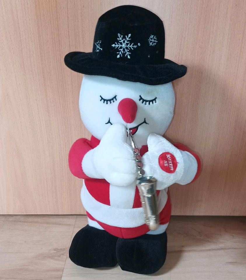 Rarität singender tanzender Schneemann Weihnachtsmann Figur in Obersulm