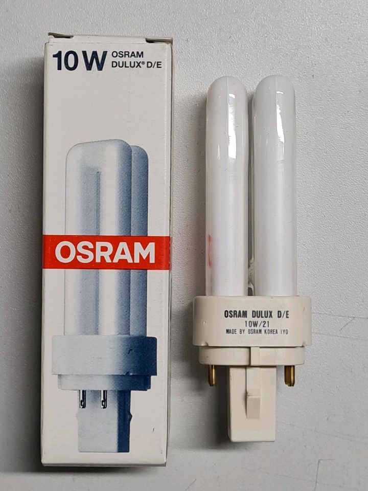 5 Stück Osram Kompaktleuchtstofflampe Dulux D/E 10W/21 G24Q-1 in Bad Münder am Deister