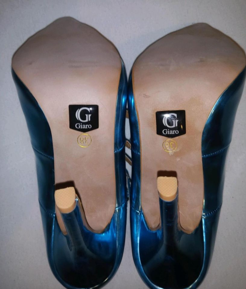 Giaro High Heels metallic lack Riemchen silberne Schnallen sexy in Eltville