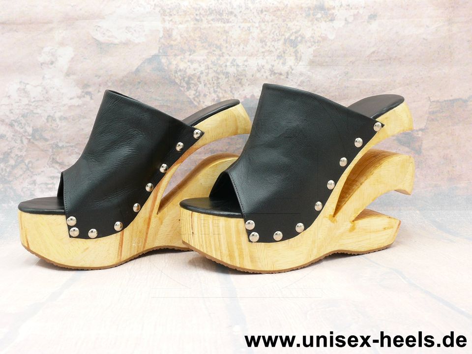 5323 unisex-heels; verk. neue high heels in gr. 44; echtholz! in Limeshain