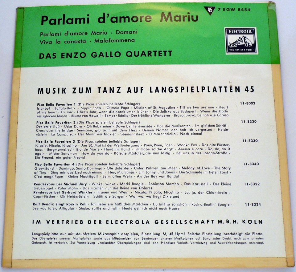 Schallplatten: 3 x Enzo Gallo Quartett in Oberursel (Taunus)