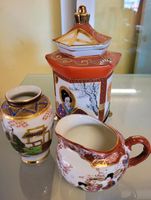 ASIA SET  Vase Deckeldose Milchkännchen Satsuma Japan Gold Nordrhein-Westfalen - Mechernich Vorschau