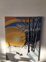 Bild Kunstwerk selbstgemalt Winterlandschaft naive Kunst Essen - Bredeney Vorschau