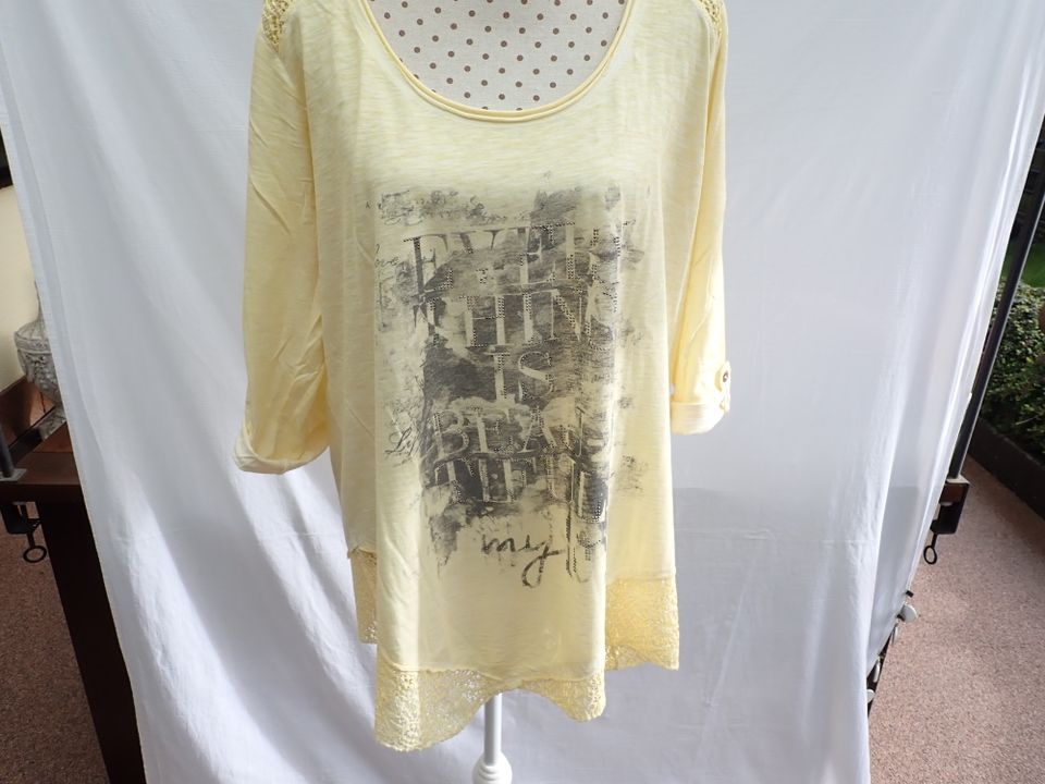 TREDY Damen Shirt gelb 3/4 Arm krempelbar Gr: ca. 48 (XXL, 2XL) in Geldern