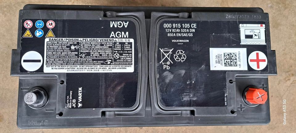 Autobatterie Akku Baterie AGM Varta Audi VW Skoda 12V 92ah 520A in Kr.  Dachau - Dachau | Ersatz- & Reparaturteile | eBay Kleinanzeigen ist jetzt  Kleinanzeigen