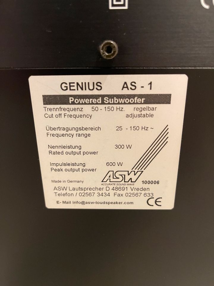 ASW Genius 5.1 Surround Lautsprecher schwarz Schleiflack in Rhede