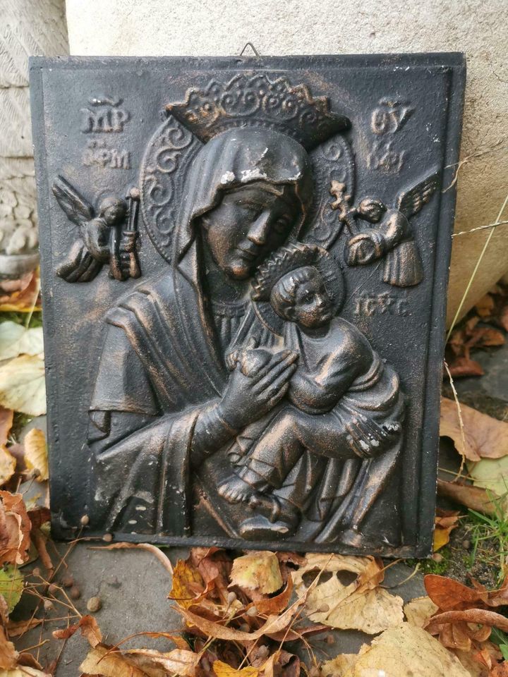 Antike Gussplatte Relief Maria Heilige Mutter Gottes  Madonna in Hanau