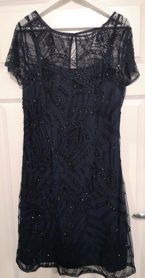 Ashley Brooke Etuikleid Chiffonkleid Kleid blau 44 L XL NEU in Moormerland