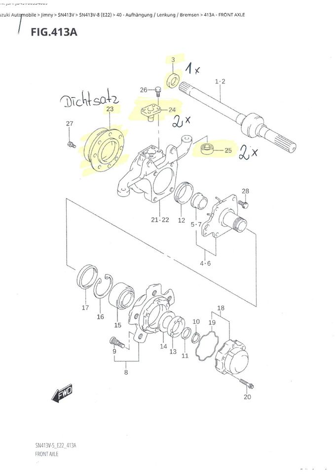 Suzuki Jimny FJ SJ Achsabdichtung Set Achsschenkel 45610-63002 in Lichtenfels