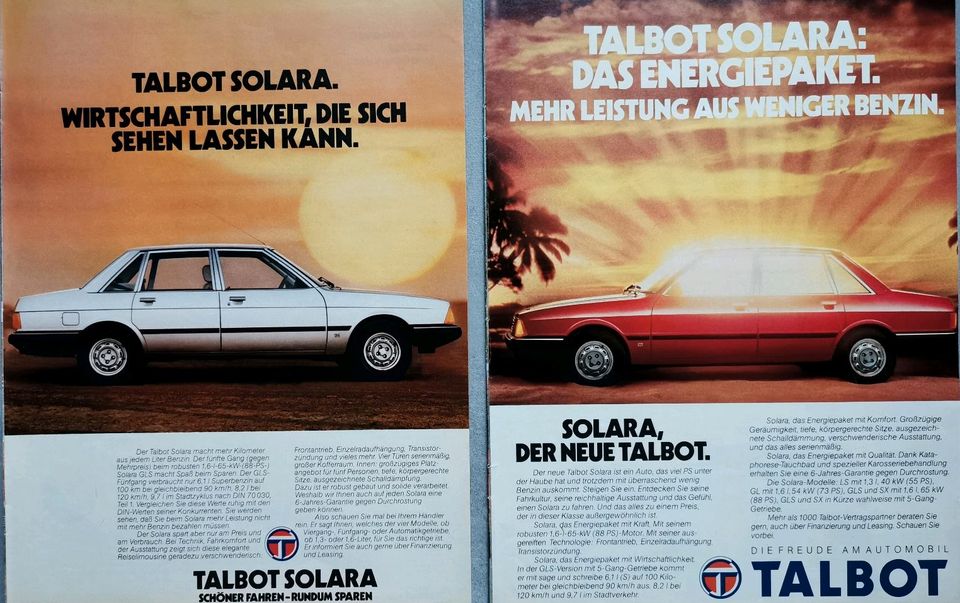 Talbot Reklame Berichte Horizon Samba Solara Tagora SX S LS GLS in Hanau