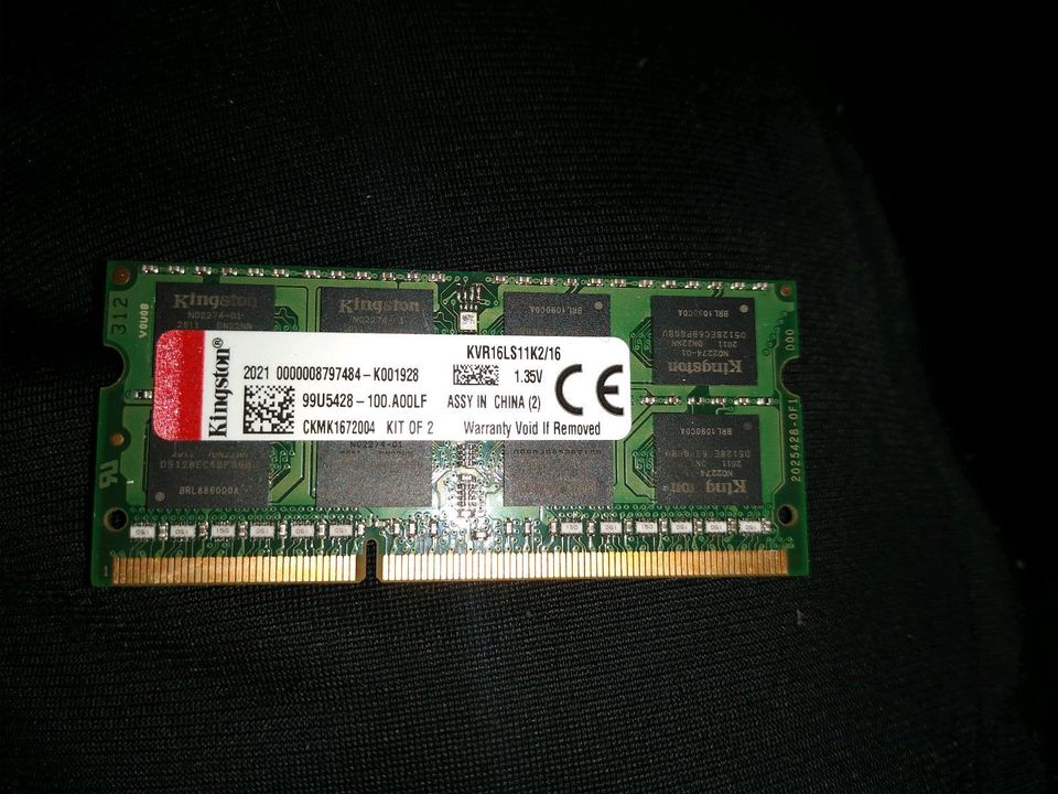 KINGSTON 8 GB SODIMM 1600MHZ DDR3 Laptop RAM Speicher in Potsdam