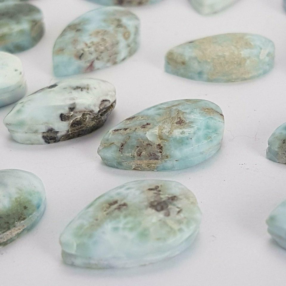 17x Echter LARIMAR als Tropfen ( ges. 137 Carat ) 16 - 20 mm / SB in Recklinghausen