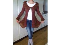 Strickjacke lang mit Volants Hippie Cardigan rot-braun Bayern - Augsburg Vorschau