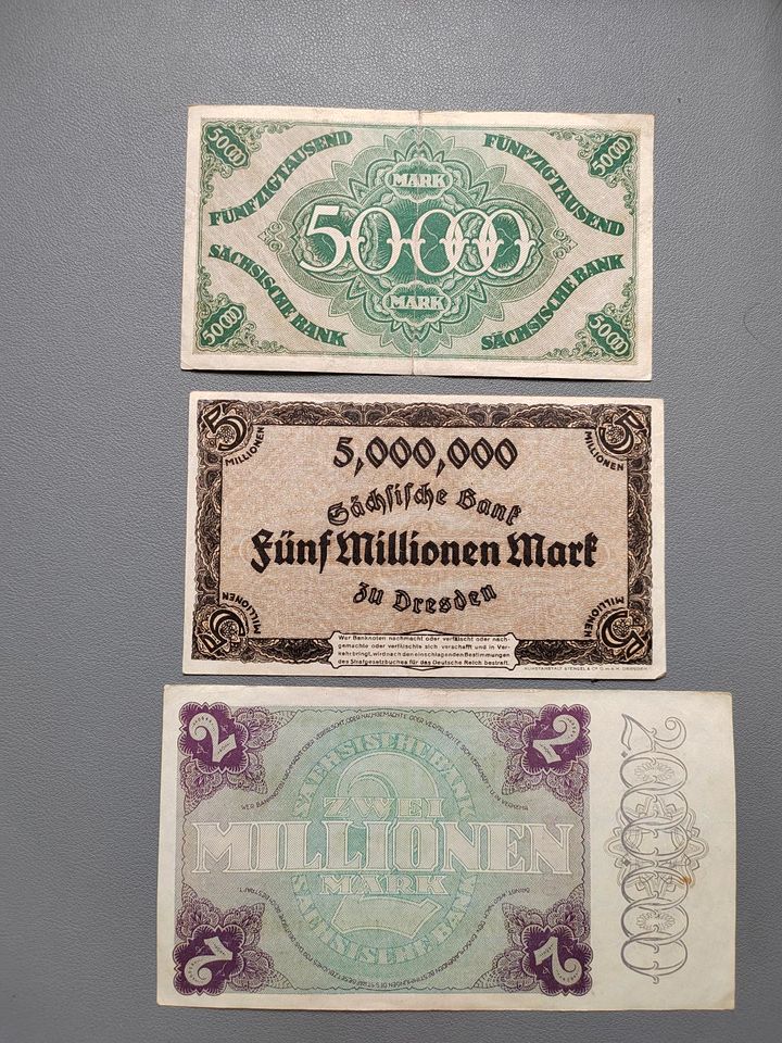 3 Geldscheine Sachsen Länderbanknoten Sax in Rabenau